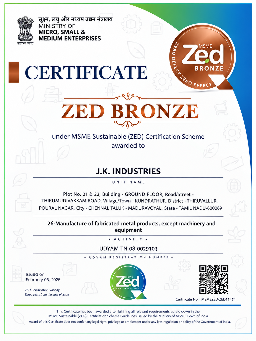 ZED Bronze Certification